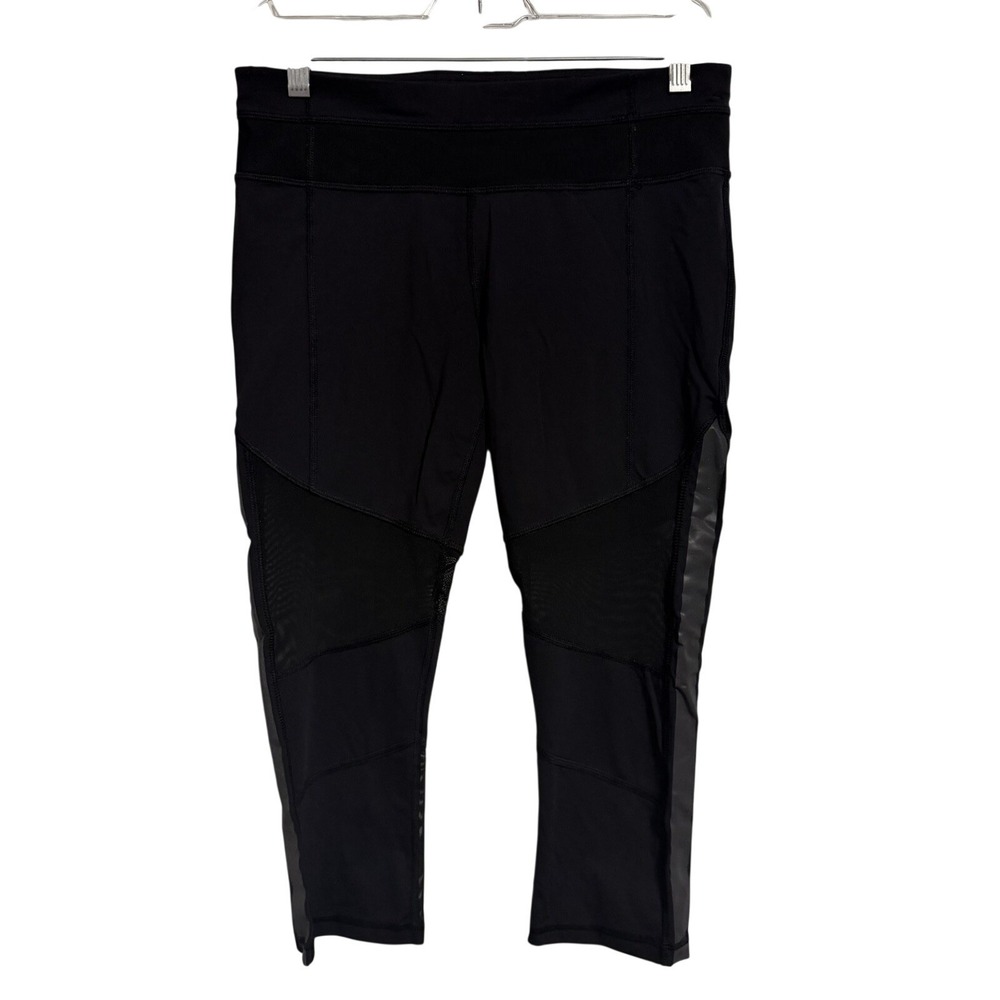 Lululemon Black Mesh Panel Crop Leggings Pants Womens Size‎ 8